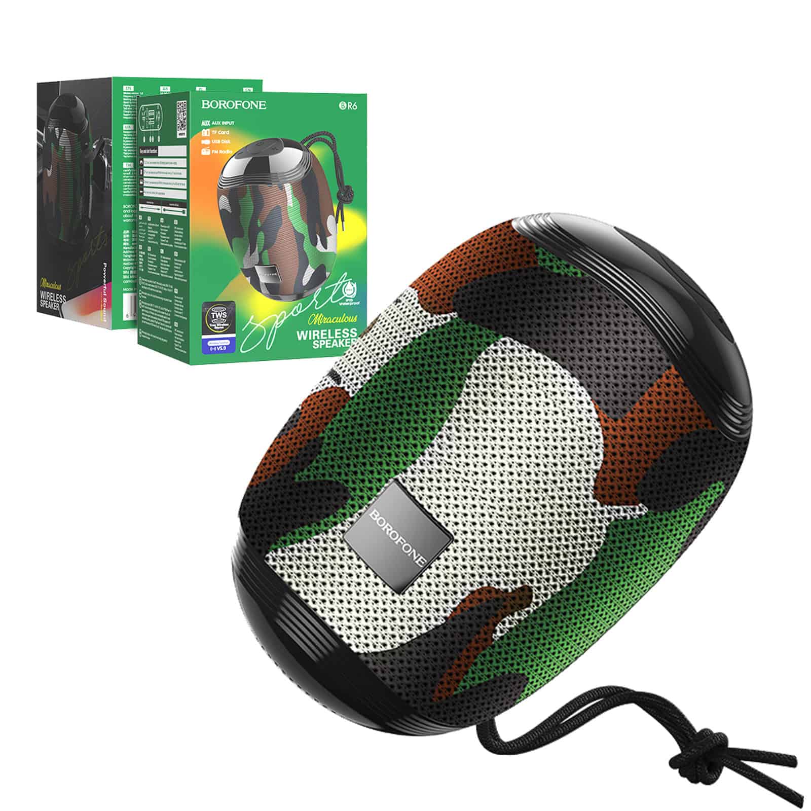 Borofone BR6 Miraculous Sports Portable Wireless Bluetooth Speaker (Camouflage Green) Borofone BR6 Miraculous Sports Portable Wireless Bluetooth Speaker (Camouflage Green)
